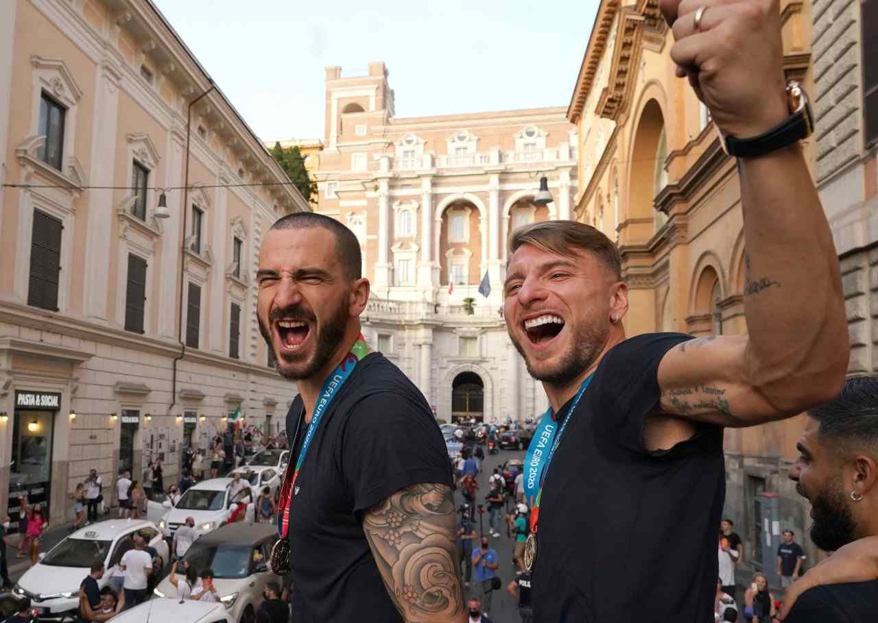 Italia, Bonucci e Immobile sul bus scoperto