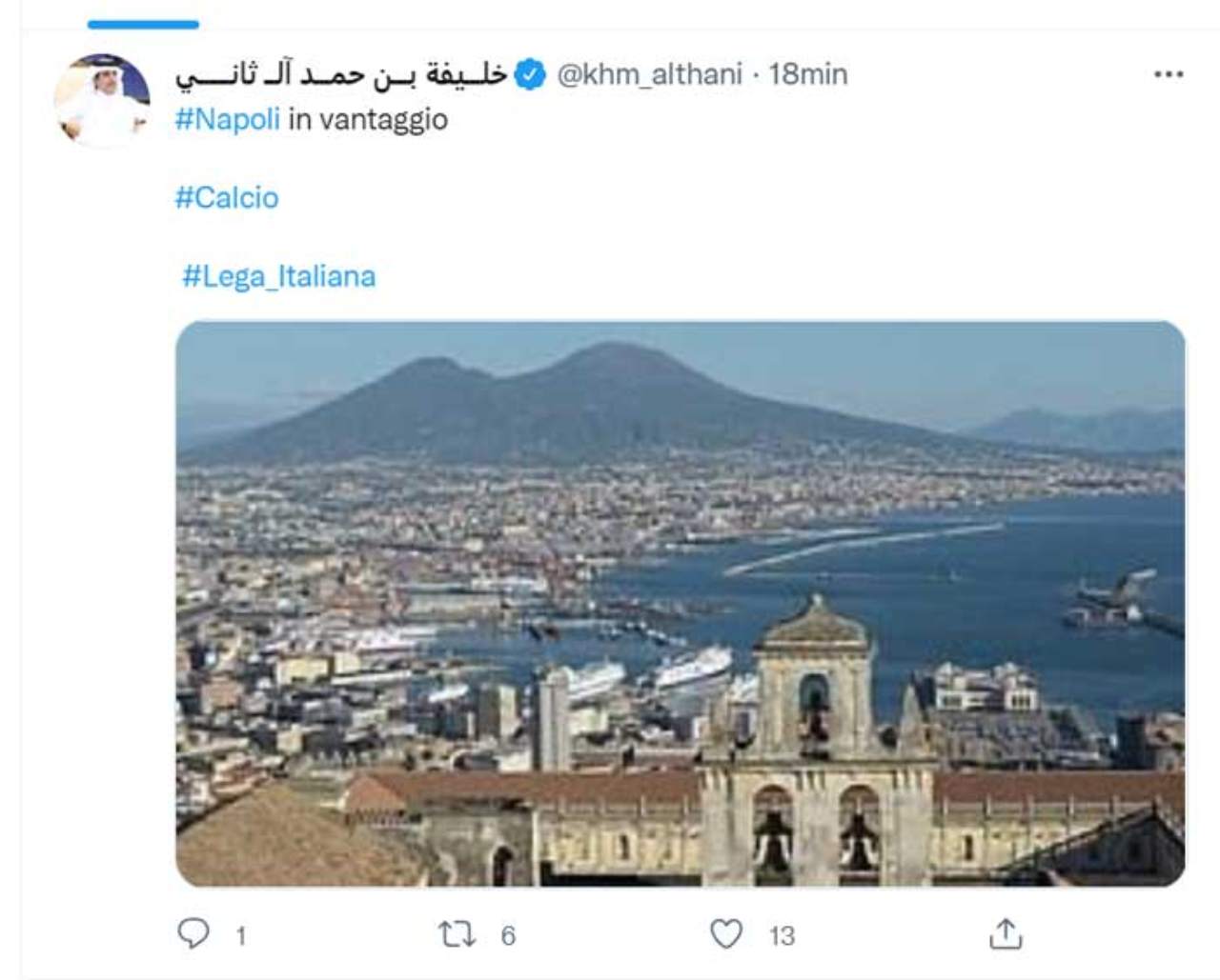 Al Thani tweet Napoli