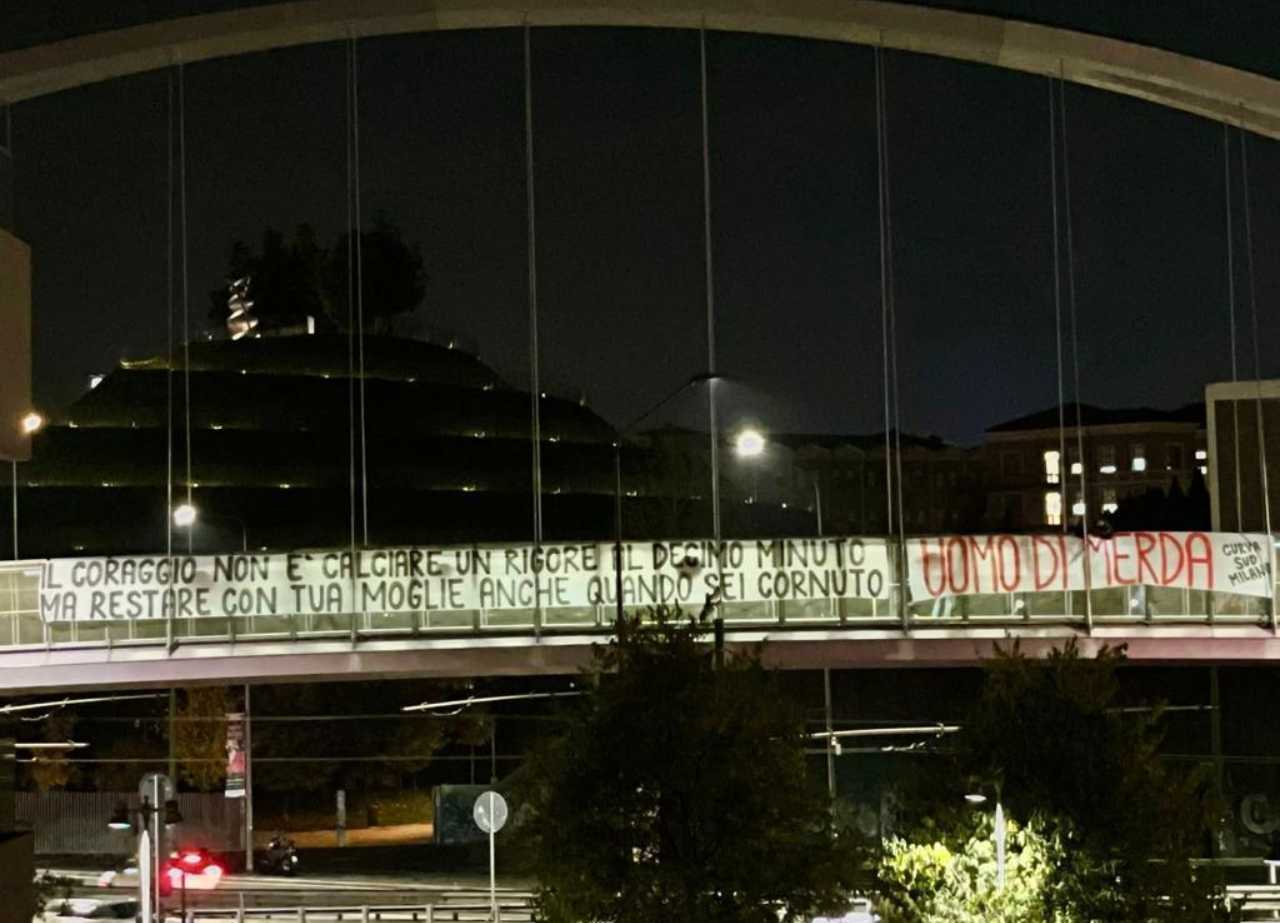 striscione Calhanoglu tifosi milan