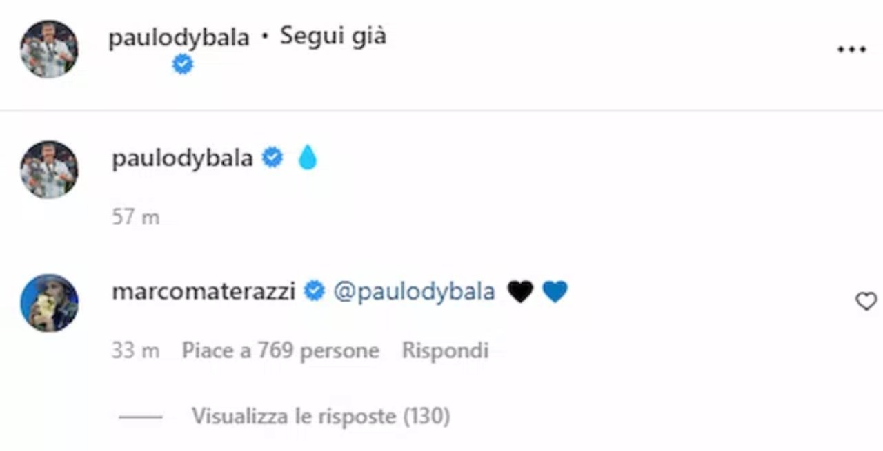 Dybala e Materazzi, screen Instagram - Stopandgoal.com
