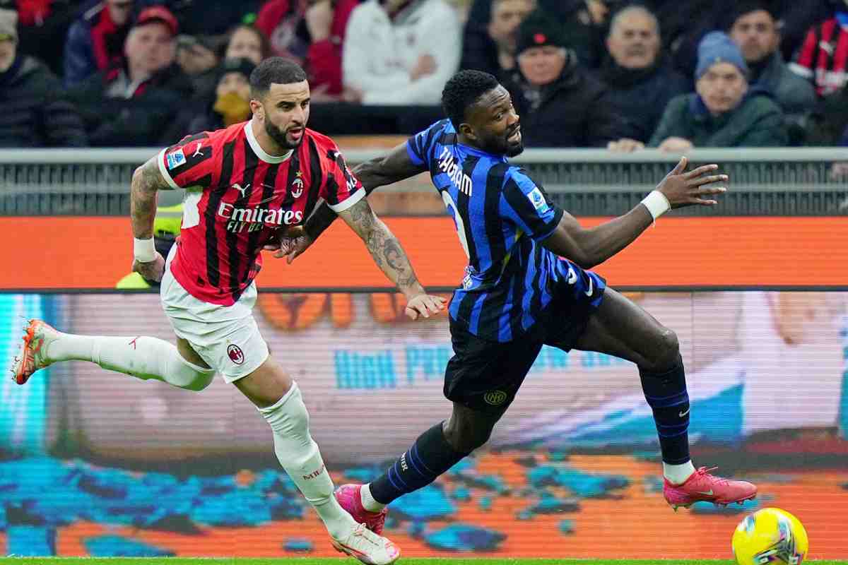 Walker e Thuram in corsa in Milan-Inter
