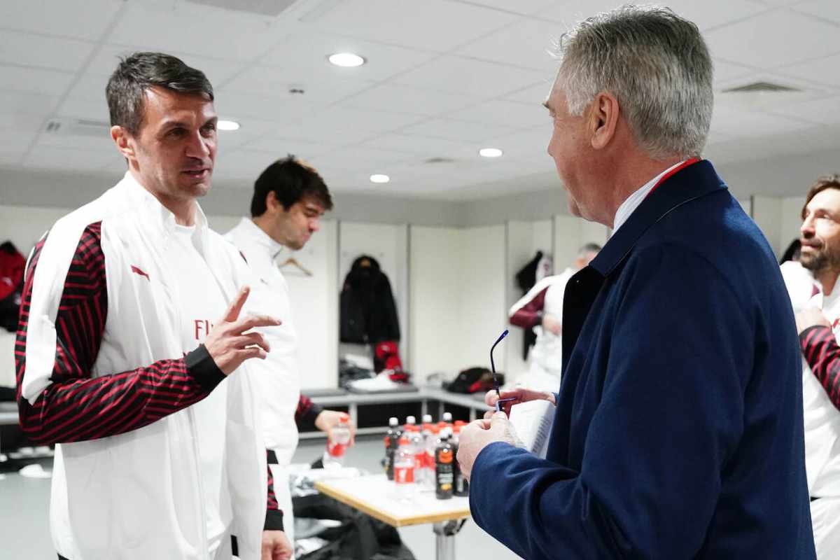 Maldini e Ancelotti nello spogliatoio