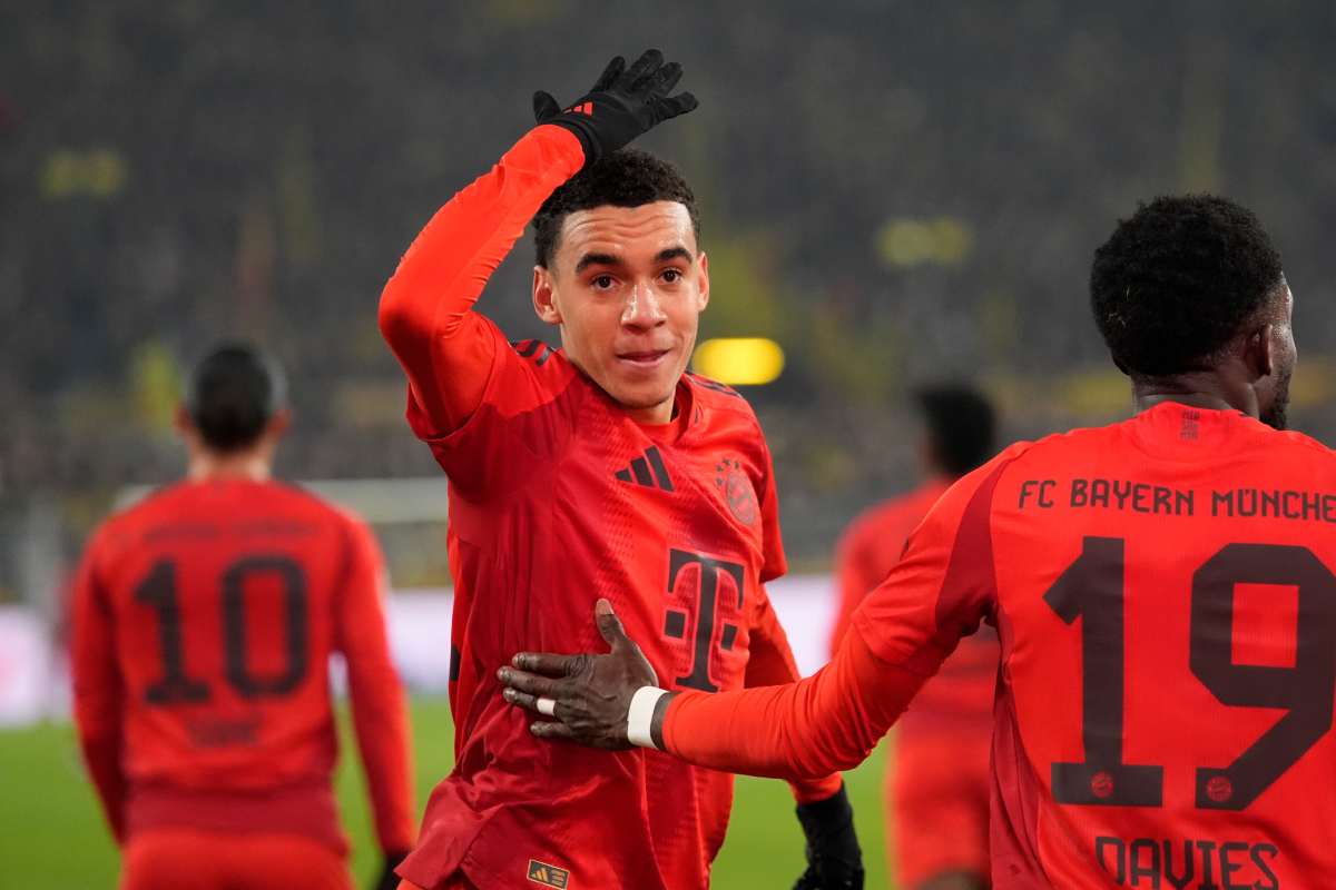 Musiala che esulta dopo un gol con il Bayern