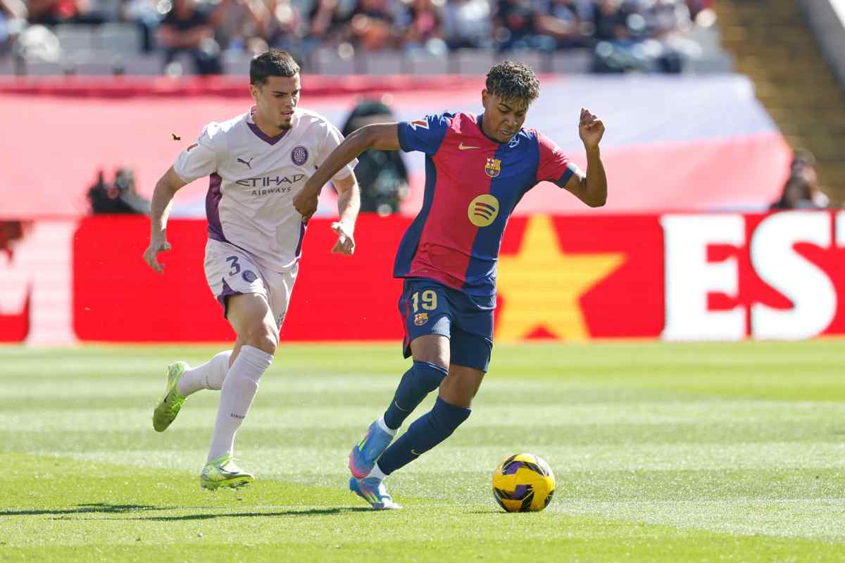 Miguel Gutierrez in azione contro Lamine Yamal